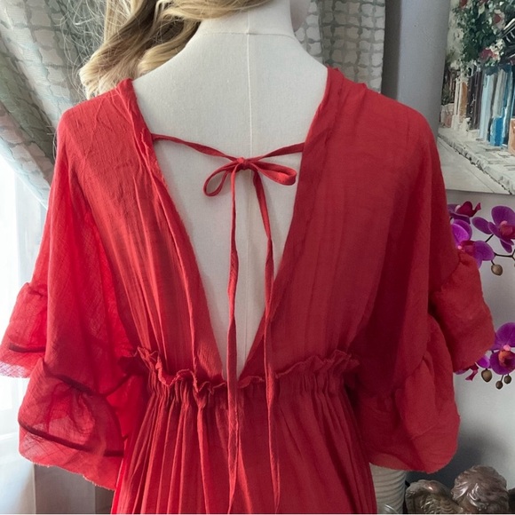 COPY - Charlie Charlie Charlotte women’s red maxi boho beach dress Size Medium - Picture 5 of 15